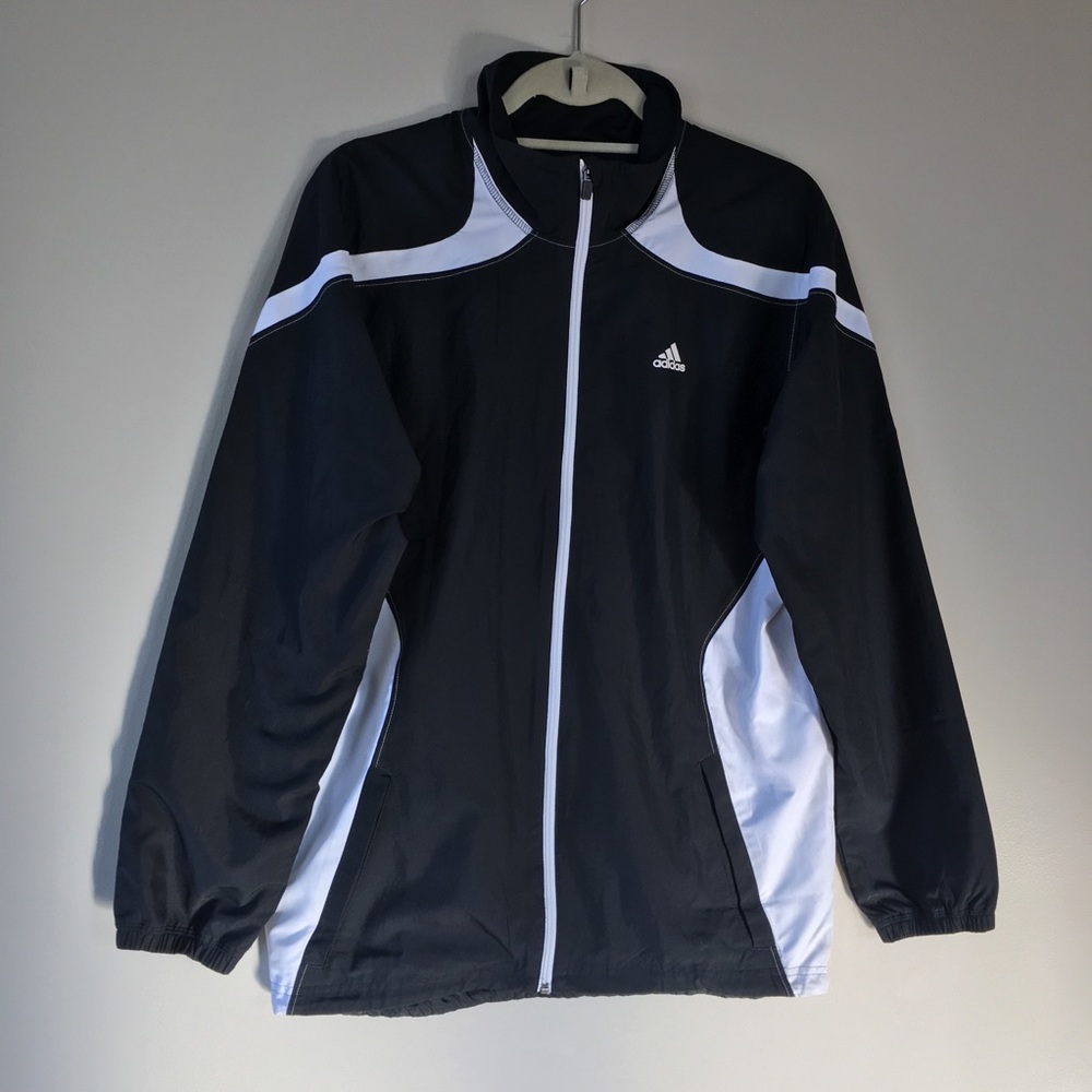 Adidas Black/White Zip-Up Windbreaker Size: Small